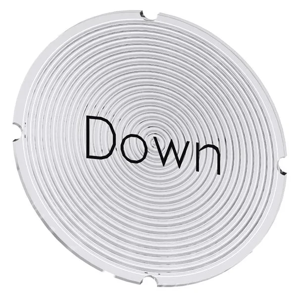 Insert label for illuminated pushbutton, round, milky with black lettering, with inscription down