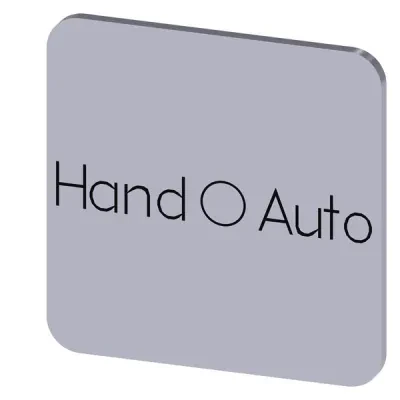 LABELING PLATE SELF-ADHESIVE FOR ENCLOSURE, LABEL SIZE 22 X 22MM, LABEL SILVER,LETTERING BLACK, WITH INSCRIPTION HAND O AUTO