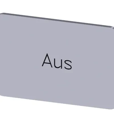LABELING PLATE SNAP-ON OR SELF-ADHESIVE FOR LABEL HOLDER, LABEL SIZE 17.5 X 27MM, LABEL SILVER, LETTERING BLACK, WITH INSCRIPTION AUS