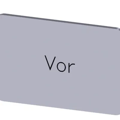 LABELING PLATE SNAP-ON OR SELF-ADHESIVE FOR LABEL HOLDER, LABEL SIZE 17.5 X 27MM, LABEL SILVER, LETTERING BLACK, WITH INSCRIPTION VOR