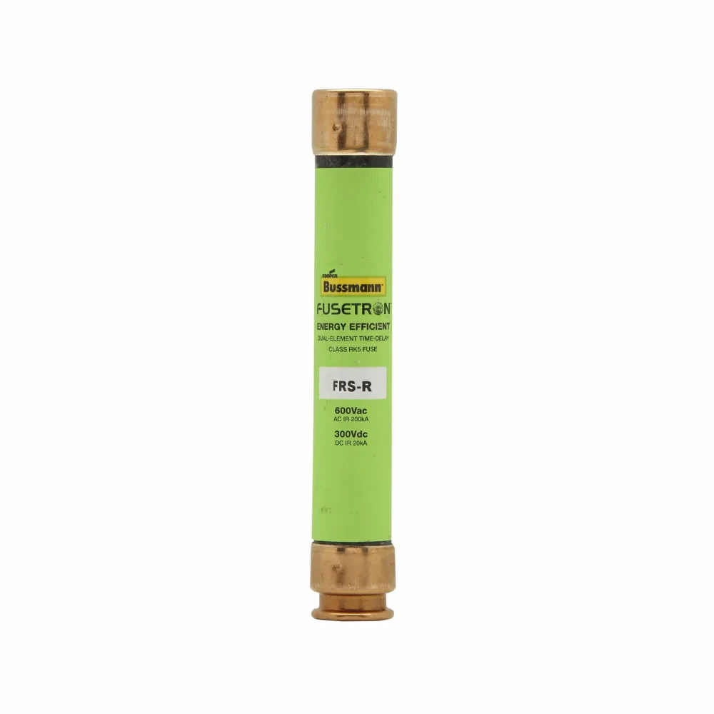 Eaton Bussmann series FRS-R fuse, 0.125 A, Dual, Class RK5, Non-indicating, 10 sec at 500%, 20 kAIC at 300 Vdc,200 kAIC at 600 V, Standard, 600 V, 300 Vdc