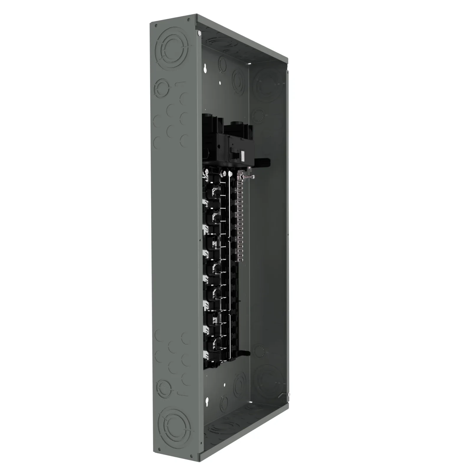 SIEMENS LOW VOLTAGE PLUG-ON NEUTRAL READY STANDARD SERIES ASSEMBLED LOAD CENTER. MAIN BREAKER WITH 30 1-INCH SPACES ALLOWING MAX 48 CIRCUITS. 1-PHASE 3-WIRE SYSTEM RATED 120/240V (...