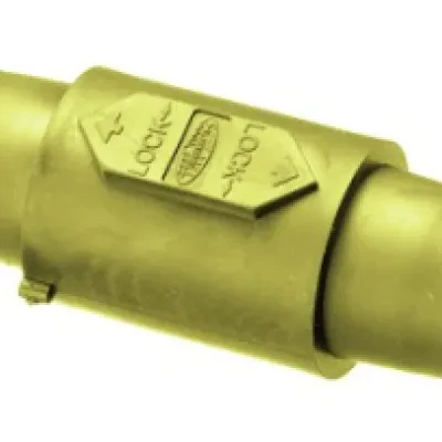 Hubbell Wiring Device Kellems, Heavy Duty Products, Single Pole Devices,Industrial Grade, Double Female, Coupler, 400A 250V DC/600V AC, SingleConductor, Pre-Wired, Yellow