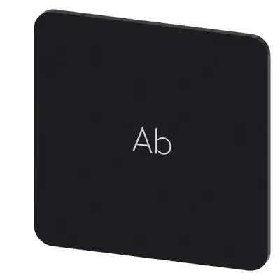 LABELING PLATE SNAP-ON OR SELF-ADHESIVE FOR LABEL HOLDER, LABEL SIZE 27 X 27MM,LABEL BLACK, LETTERING WHITE, WITH INSCRIPTION AB