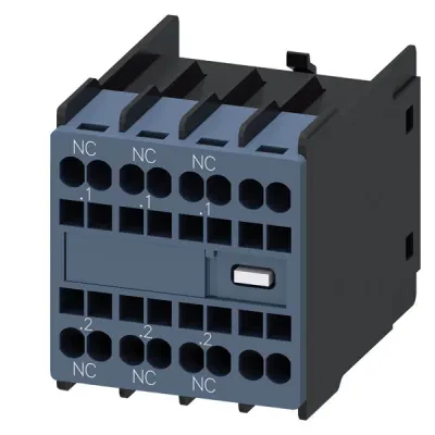 AUX.SWITCH BLOCK,FRONT,3NC, CURR.PATH 1NC, 1NC, 1NC, F. CONT. RELAYS A. MOTOR CONT., SZ S00 AND S0, SPRING-LOADED TERMINAL .1 / .2, .1 / .2, .1 / .2