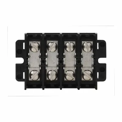 Double Row Terminal Block, 60A, Black, Two-pole, 105 Degrees C, Short Block, 600V, Molded nuclear grade noryl base, nickel-plated brass philslot screw, 20 lb-in, 0.625 in