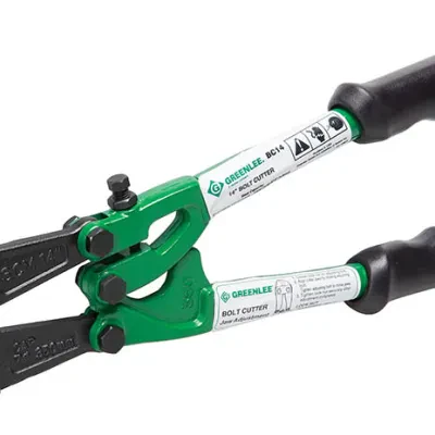 Standard Bolt Cutter 14".  Unique cam bolt blade adjustment for easy cutter alignment.  Forged steel blades for long life.  Clevis-mounted blades for greater strength.  Custom rubb...