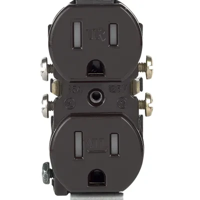 15 Amp, 125 Volt, Tamper Resistant, Duplex Receptacle, Residential Grade, Grounding, Brown