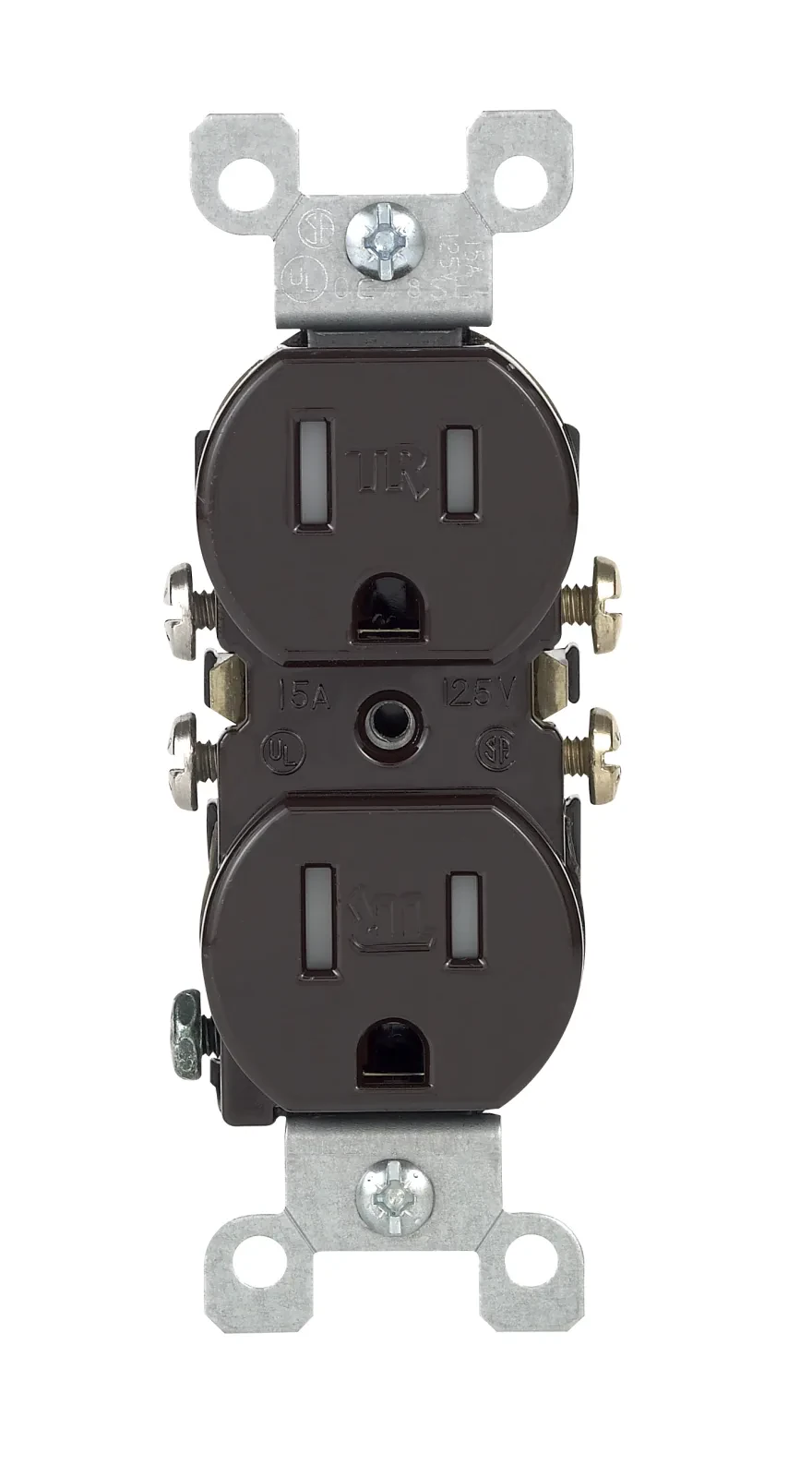 15 Amp, 125 Volt, Tamper Resistant, Duplex Receptacle, Residential Grade, Grounding, Brown