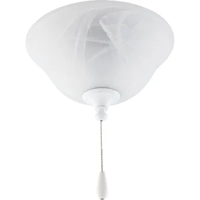 Elegant alabaster glass ceiling fan light conceals light bulbs and casts an inviting illumination in any size room. Energy saving compact fluorescent light source is a great benefi...
