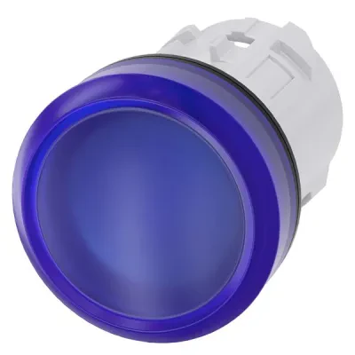 Indicator light, 22mm, round, plastic, blue, smooth lens
