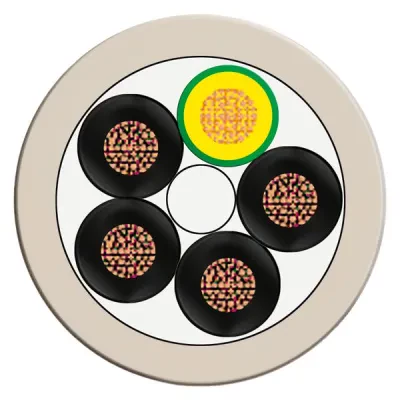 SOLD BY THE METER MIN. LENGTH ORDERED 20 M MAX. CONSIGNMENT 1000 M, 5 X 1.5 SQMM, TRAILING TYPE 5-WIRE ENERGY CABLE, LITZ WIRE, SIMATIC NET ENERGY CABLE,