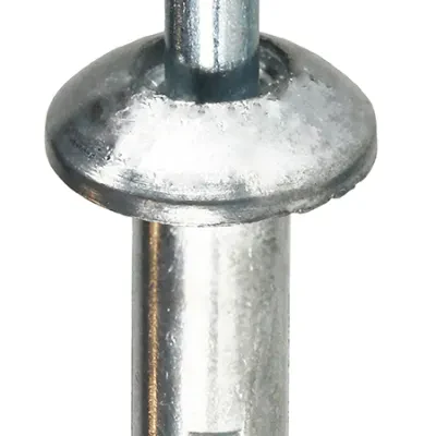 Zamac Anchor, 1/4 in. diameter, 2 in. length, 1/4 in. drill size, Flat head type, Zamac Alloy material, Carbon Steel screw material