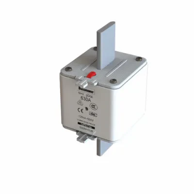 Eaton Bussmann series low voltage NH Fuse, Live gripping lug, 500V, 630A, 120 kAIC, Combination fuse status indicator, fuse, Blade end connection, Class C gL/gG, Square-body with k...