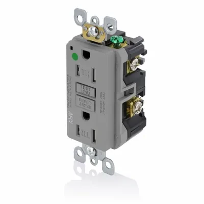 15 Amp, 125 Volt, 20 Amp Feed-Through, Hospital Grade, Tamper-Resistant, AFCI Receptacle, Monochromatic, back and side wired, nylon wallplate included, screws and self grounding cl...