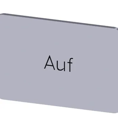 LABELING PLATE SNAP-ON OR SELF-ADHESIVE FOR LABEL HOLDER, LABEL SIZE 17.5 X 27MM, LABEL SILVER, LETTERING BLACK, WITH INSCRIPTION AUF