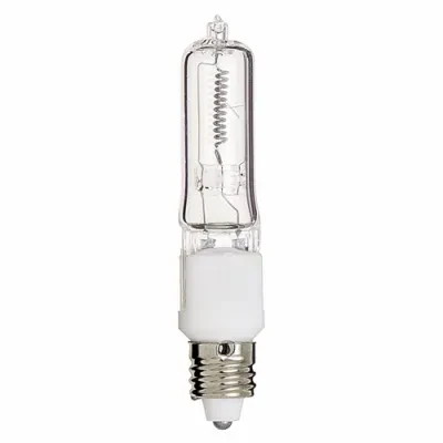 Halogen Single Ended Lamp, Designation: 75Q/CL/MC, 120 V, 75 WTT, T4 Shape, E11 Mini Cand Base, Clear, CC-8 Filament, 2000 HR, Lumens: 1250 LM Initial, 2-11/16 IN Length, 1/2 IN Di...