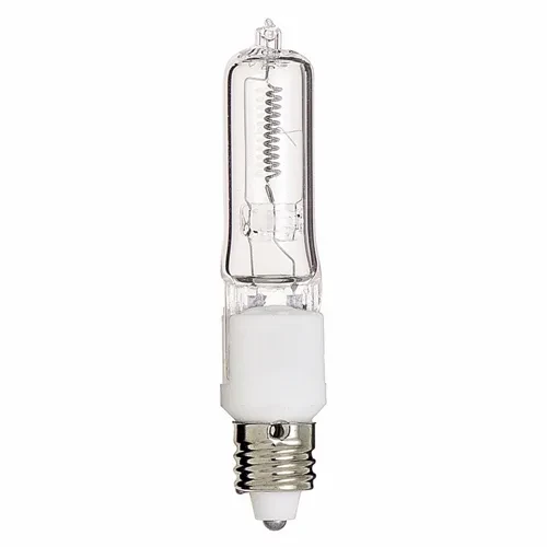Halogen Single Ended Lamp, Designation: 75Q/CL/MC, 120 V, 75 WTT, T4 Shape, E11 Mini Cand Base, Clear, CC-8 Filament, 2000 HR, Lumens: 1250 LM Initial, 2-11/16 IN Length, 1/2 IN Di...