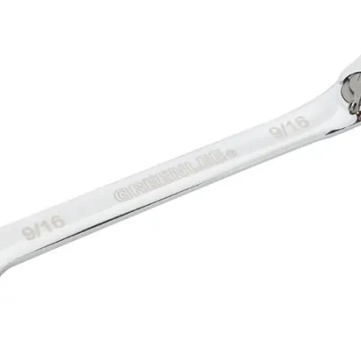 Combination Ratcheting Wrench, 9/16".  Compact reversible switch allows a 15° offset of the box end for clearance of obstacles.  5° ratcheting design for versatility and ease of us...