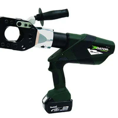 Gator® ESG55L Battery Powered Cable Cutter with 120V Charger.  Equipped with Bluetooth™ Communication enabled via the Greenlee Gator Eye app.  Features LED display screen communica...