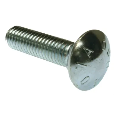 Carriage Bolt, Steel material, Zinc, Mushroom Head, 5 in. length, 3/8-16 in. Size, Right Hand thread, 25 per pack